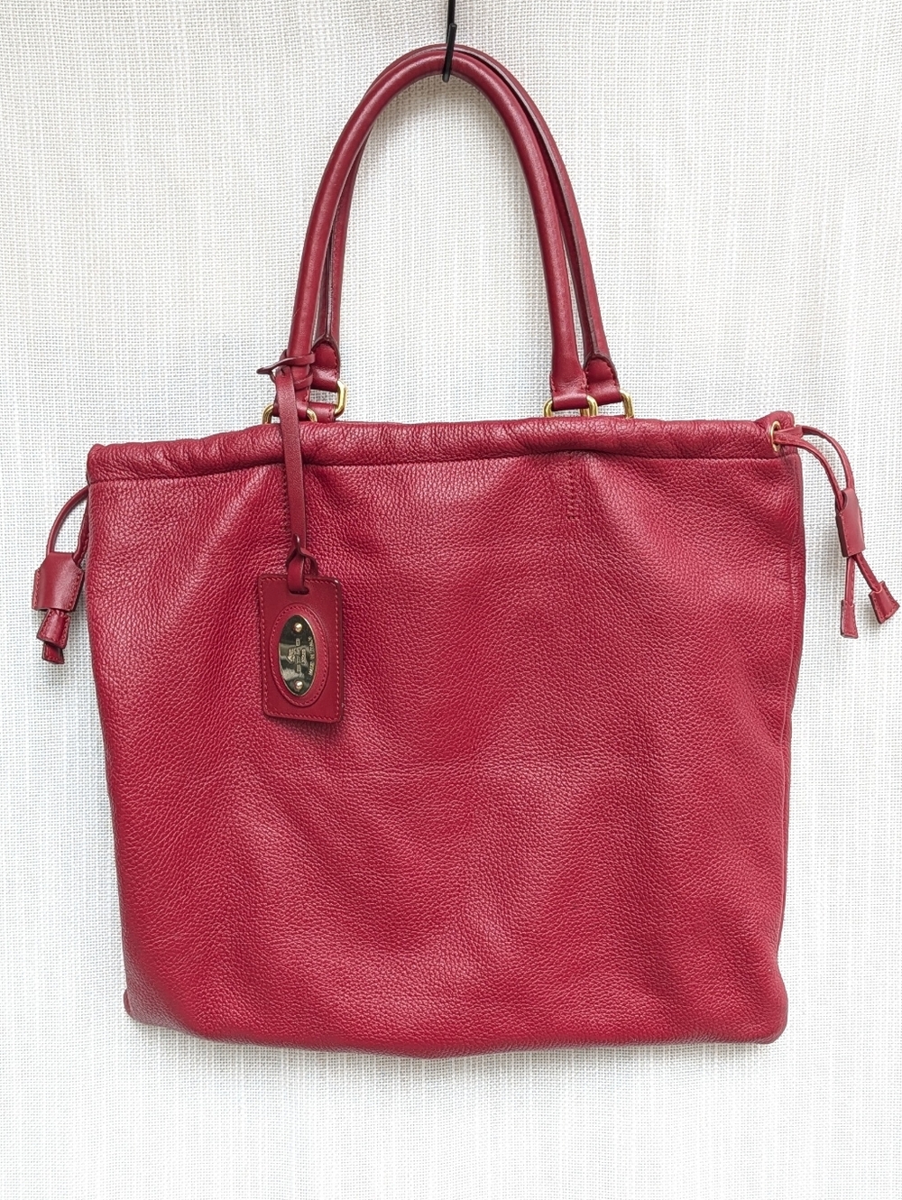 Etro Milano Red Leather Tote Bag Made in Italy Large Shopper Shoulder Bag